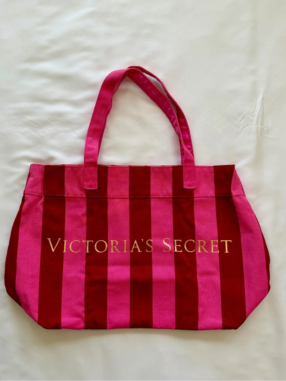 Victoria's Secret Pink Striped Canvas Tote